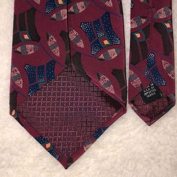 Dior Burgundy Navy Designer Silk Tie - Picture 3 of 4